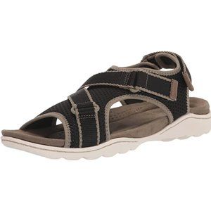 Clarks Amanda Black & Olive Brown Stroll Ortholite Sandal